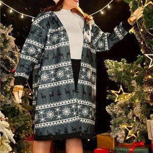 Plus Christmas Print Hooded Overcoat Size 18 NWT
